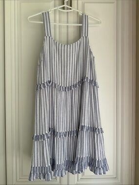 Rails Blue and White Striped Tiered Sundress